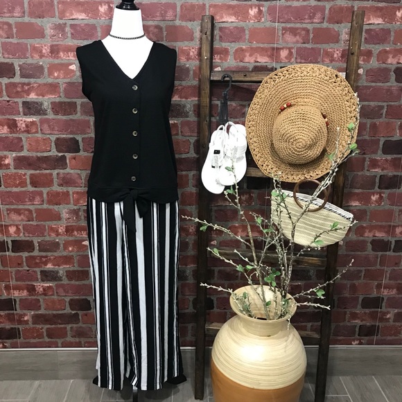 Sz 6 & 16 Stripe Wide Leg Cropped Pant - Picture 7 of 7